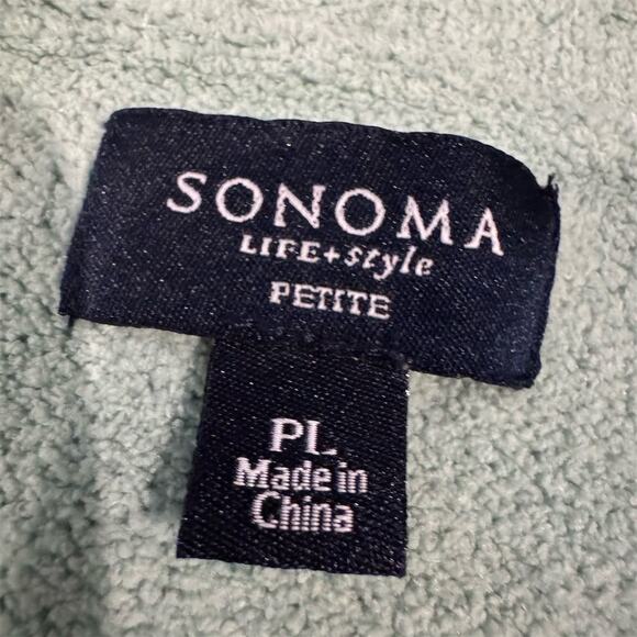 Sonoma Petite V-Neck Cable Knit Sweater Mint Green Women's L Pullover Office EUC - Picture 3 of 8